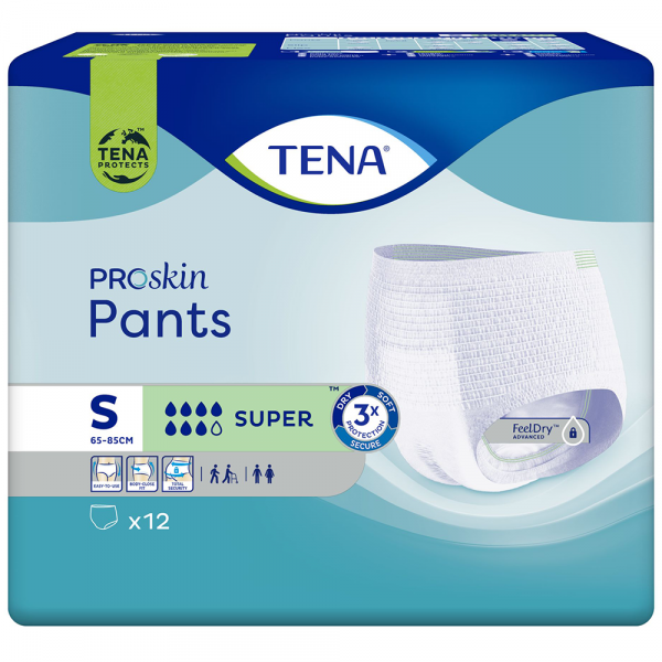 TENA Pants ProSkin Super S (65-85 cm), majtki chłonne, 12 sztuk