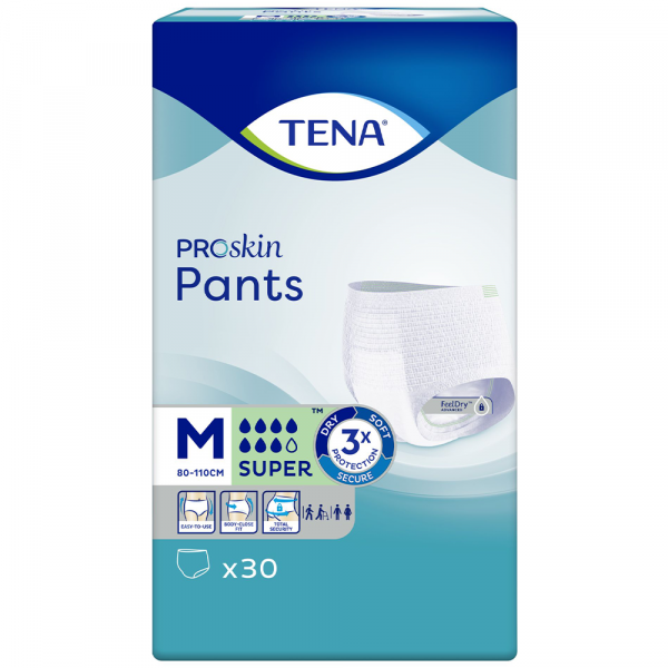 TENA Pants ProSkin Super M (80-110 cm), majtki chłonne, 30 sztuk