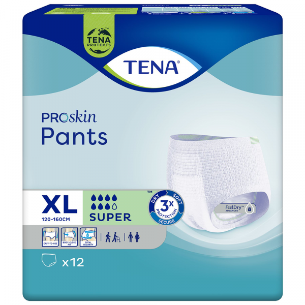 TENA Pants ProSkin Super XL (120-160 cm), majtki chłonne, 12 sztuk